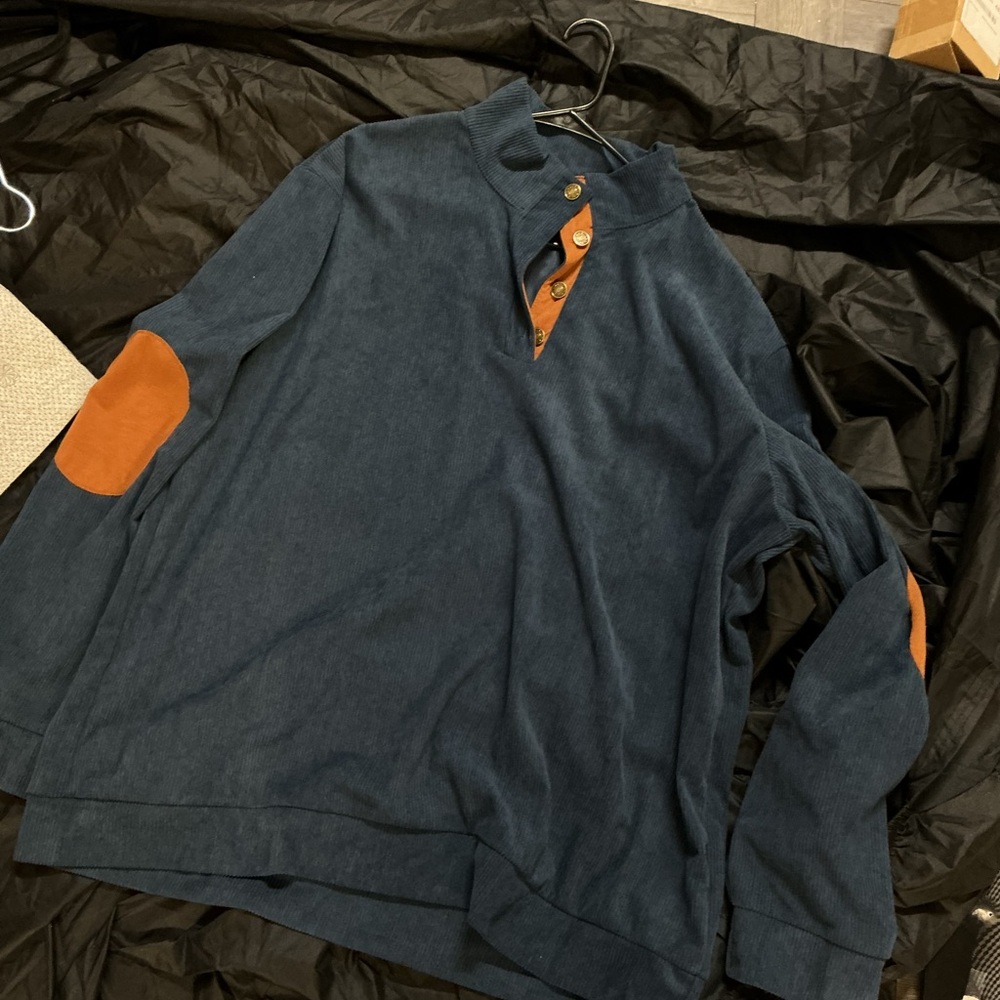 Men's Blue Sweatshirt with Brown Accents